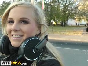 Blonde party girl loves outdoor fucking