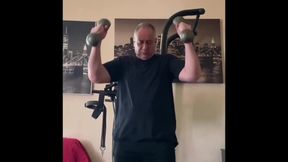 Old Man Masturbating and Smoking After Workout