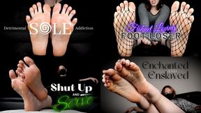 Foot Domination Compilation - HD - 4 in 1 Clip, Mental Domination, Humiliation, Loser Foot Slave Training, Soles, Fishnets, High Heels