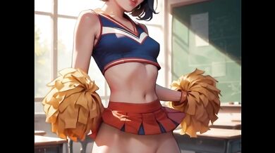 Cheerleader with small tits gets railed by friends all night long