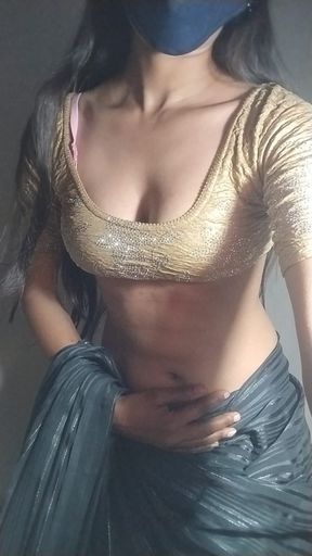 Hot desi wife shari strip solo