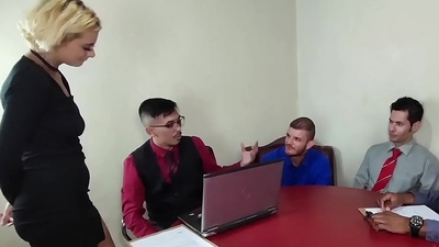 company celebrates the year's profits with an orgy among employees