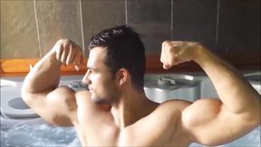 Steamy Fighter Raul Jacuzzi Flexing