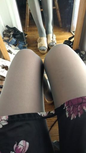 Crossdresser Grey Pantyhose