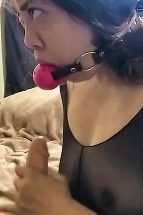 Hot Fit Asian Jasmine Jade Ball Gagged Begging and JOE - Jerk off Encouragement