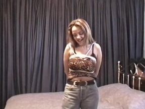 Hottie with an amazing rack getting set for a bondage session