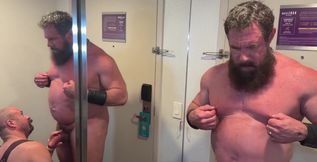 Muscle Bear Takes Giant Cock