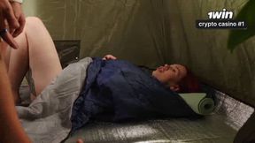 Wild campout with step mom! Stepson shares bed for facial, strong porn.