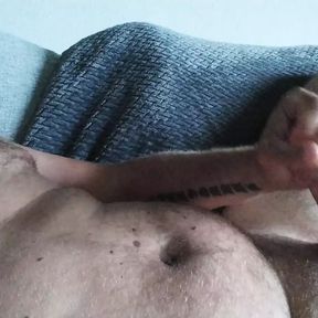 Nice jerk and cumshot in the livingroom