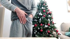 Merry Christmas Handsome Boy in Pajamas Jerks off in Front of the Tree! Santa Claus I Want a Bi