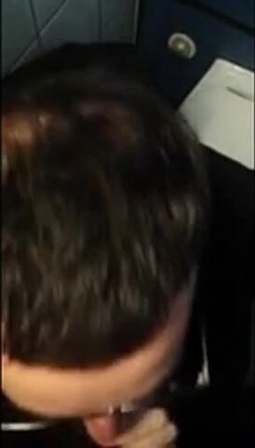 Bearded Guy Sucks Interracial Cock in a Public Restroom 2