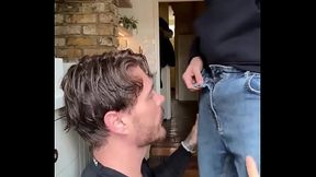 Hot daddy fucking hard throat of british pornstar Josh Moore