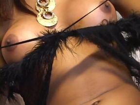 Sexy Latina shemale with nice ass sucks a hard cock