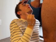 Stayed in From the Storm But He Still Got Wet;) Massive Facial and Swallow Between Boyfriends