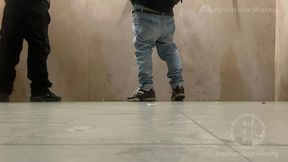 peeping, peeing, flashing, teasing at public urinal