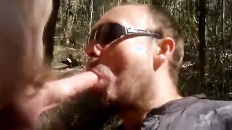 Amateur blowjob in the forest ends with a facial