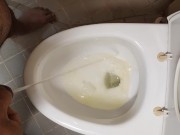 Asian gay peeing in his micropenis.