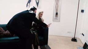 Seductive Cindy Dollar takes artist's cock in his gallery studio