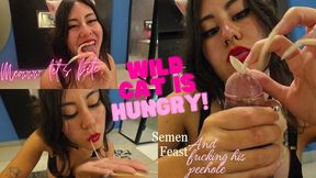 (1080p) Semen FEST for wild cat Goddess! Fucking the urethra, bites & eating sperm