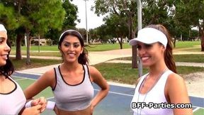 Foursome with basketball hotties