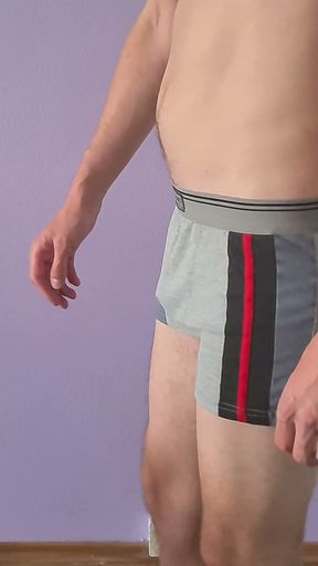 HOT BOXERS SHOW - I'm trying on some of my boxers with touching myself and my hairy dick closeup 4K   Clip 3