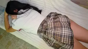 Stepdad finds his uniformed stepdaughter and stops her cock