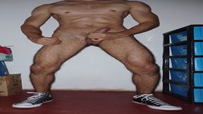 Steaming Youthfull Beefy Guy Strokes Massive Trouser snake To Thick Ejaculation Dressed in Talk Sneakers