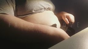 BBW Fed Goddess Lotions Her Huge Stretchmark Belly After Eating (Full Belly Worship)