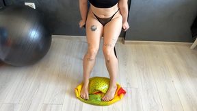 Foot Fetish Deflation - Crushing Inflatables Under My Painted Toes