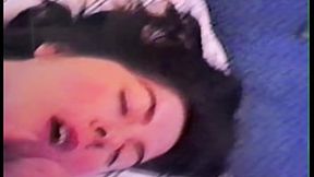 Deep throating her boyfriend's raw cum in his sloppy seconds