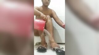 Punjabi aunty bathing and masterbat in bathroom show black body