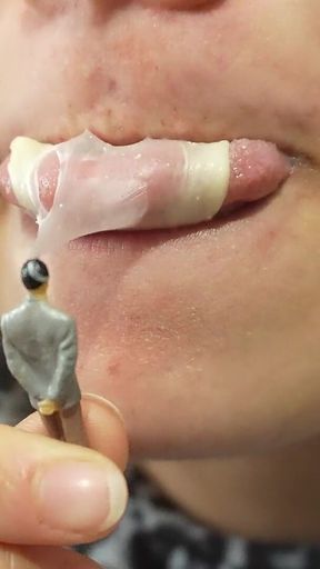 Giantess Stepsister Chewing Gum and Trap Tiny Stepbrother Humiliates and Chews Bubble Gum and Gets Trapped and Gets the Chewing