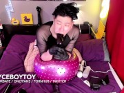 BryceBoytoy Stuffs Foot-Shaped Dildo & Huge Toys into his Gaping Asian Holes, & Moaning in Fishnets