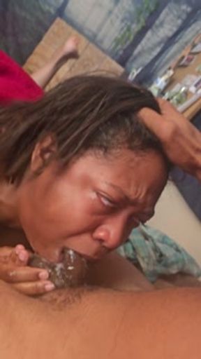 Filling her pretty little throat with cum