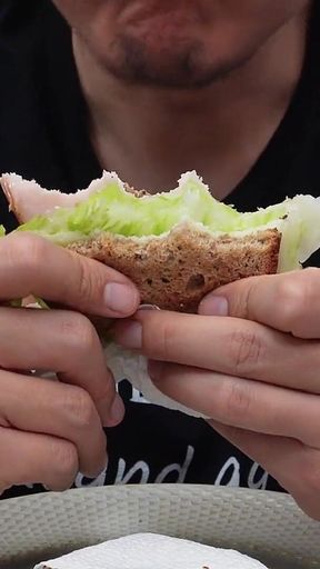 Asmr Asian Guy Cum Eating Breakfast Sandwich