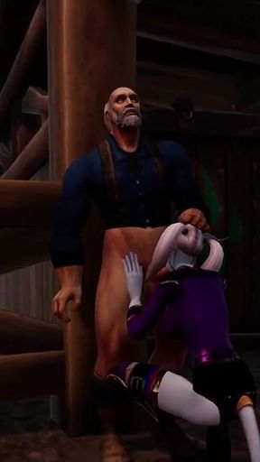 Draenei Girl Gives an Old Man a Deep Blowjob - Warcraft Parody