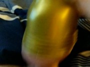 Smacking my big cock with a hot pink fleshlight