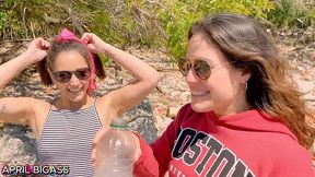 threesome ,two sluts thirsty for yellow piss, drink more than 3 liters in public, argentinian national park!!