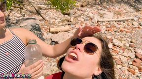 threesome ,two sluts thirsty for yellow piss, drink more than 3 liters in public, argentinian national park!!