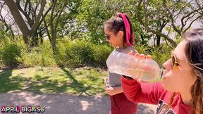 threesome ,two sluts thirsty for yellow piss, drink more than 3 liters in public, argentinian national park!!