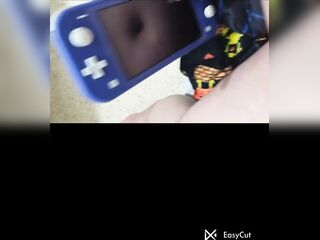 Playing nintendo switch and she poke my navel so precious