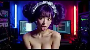 Anime cyperpunk babe gets animated