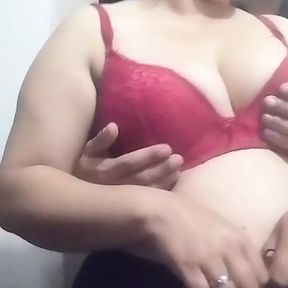 Masturbating her standing in front of the webcam