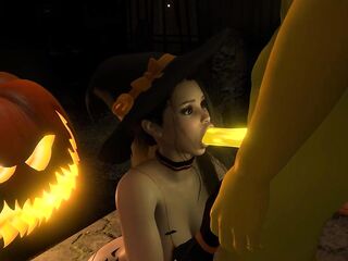 Hot Witch Screws the Pumpkin King on Halloween