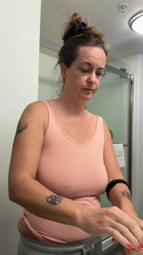 Real Morning Hotel Routine — Nipple Strengthening Before Shower