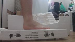 100kg, 220lbs trampling on styrofoam