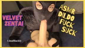 Velvet Zentai ASMR Dildo Fuck Suck