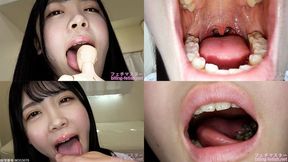 Akari Minase - Showing inside cute girl's mouth, chewing gummy candys, sucking fingers, licking and sucking human doll, and chewing dried sardines mout-180 - 1080p