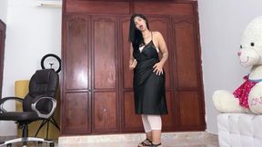 Sexy slow strip tease Body stocking sensual dance pussy play