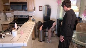 Stepmom stuck in the garbage can needs sex to get free